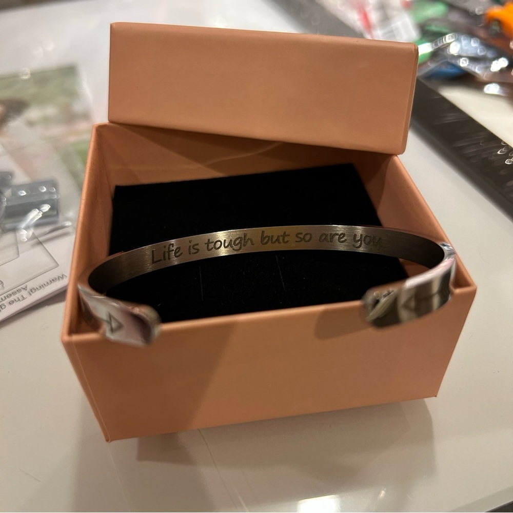 Inspirational Stainless Steel Cuff Bracelet - Picture 2 of 13